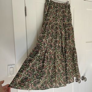 ZARA Tiered Floral Maxi Skirt